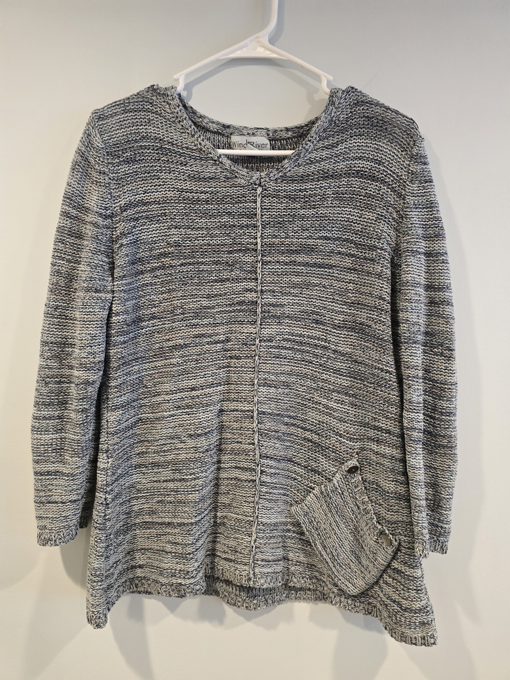 Women's Gray And Blue Marled Knit Sweater